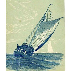 1880's Victorian Trade Card English Sailboat Ship Fishing Nets!